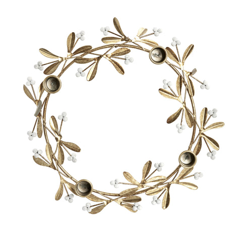 Missia mistletoe advent candle holder H4.5 cm. light gold