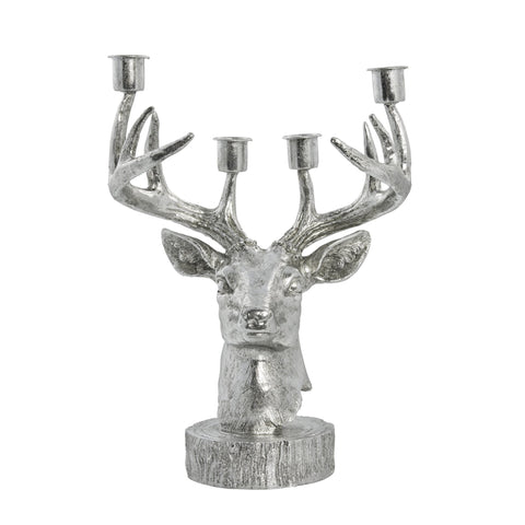Serafina deer candleholder H31 cm. antique silver