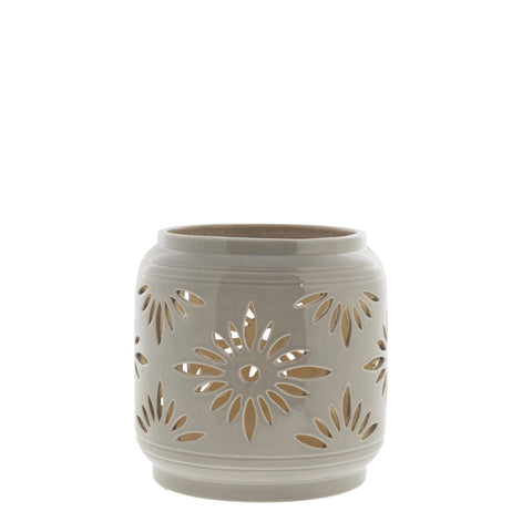 Hilde lantern linen ceramics H25 cm