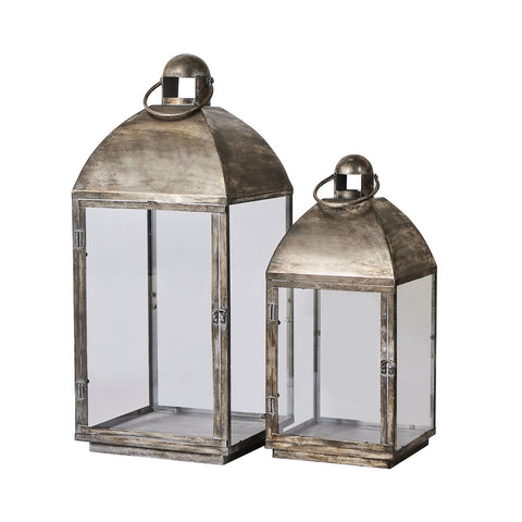 Misella lantern set of 2 antique silver