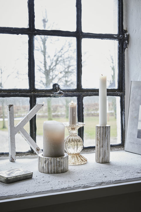 Eliana candlestick 5x10 cm. linen marble