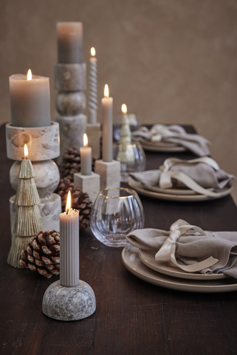 Ellia candlestick H30 cm. linen