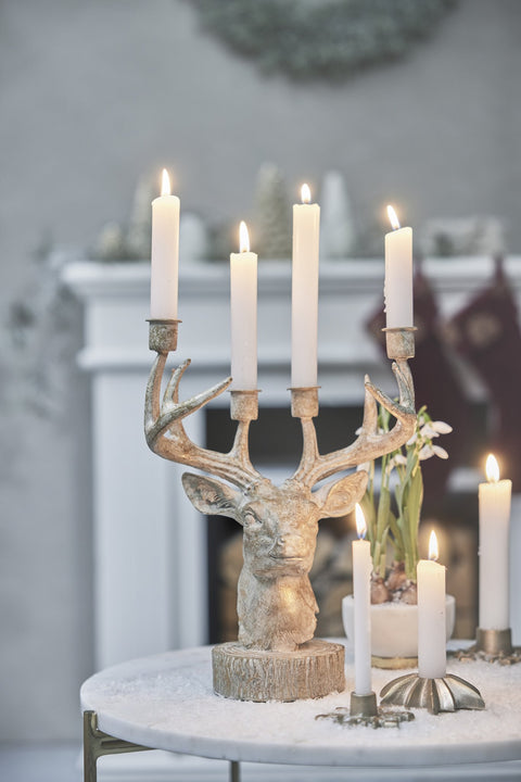 Serafina deer candleholder H31 cm. white