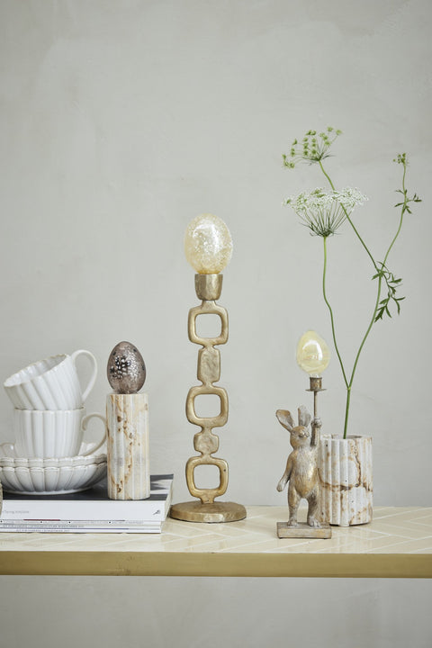 Eliana candlestick 12.5x4.5 cm. linen marble