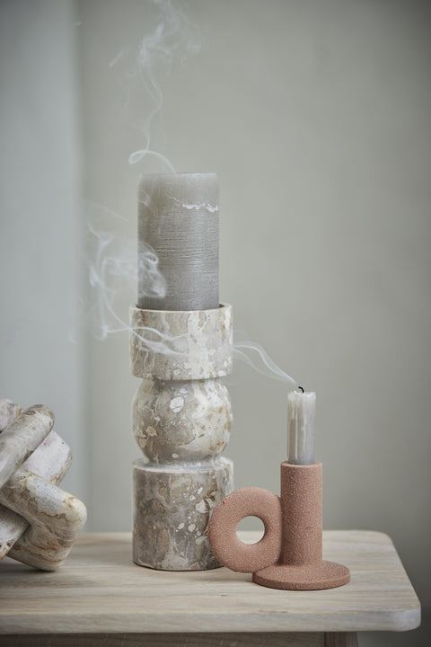 Ellia candlestick H23 cm. linen