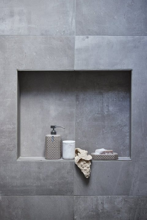 Ellia jar 9x6 cm. linen marble