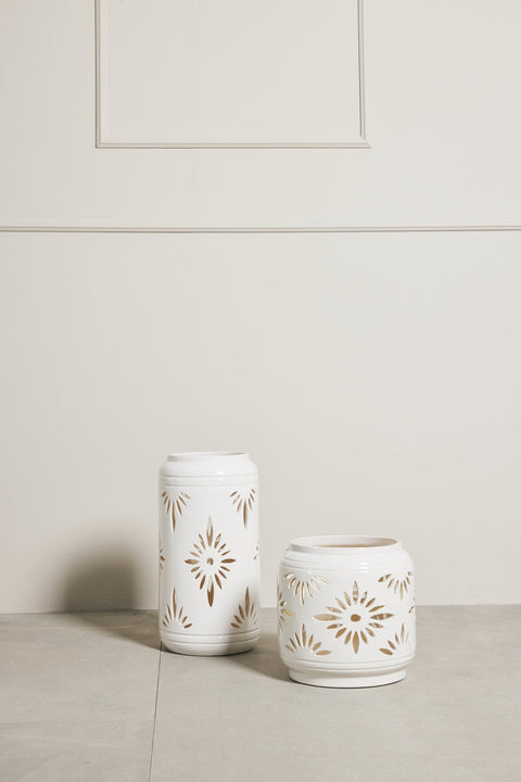 Hilde lantern white ceramics H39 cm