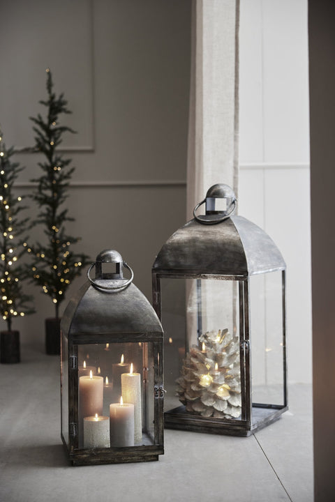 Misella lantern set of 2 antique silver