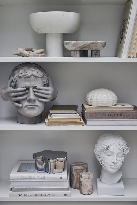 Ellia jar 9x6 cm. linen marble