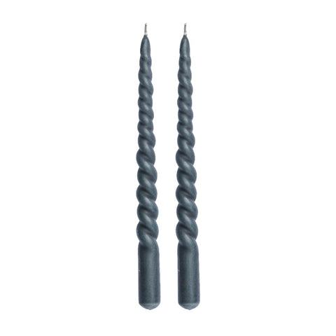 Twisted taper candle H25 cm. dark grey