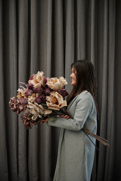 Happia foam flower linen H20 cm