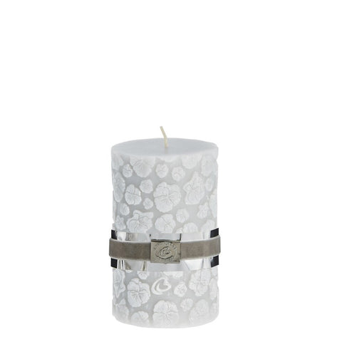 Pansie pillar candle H12.5 cm. light grey