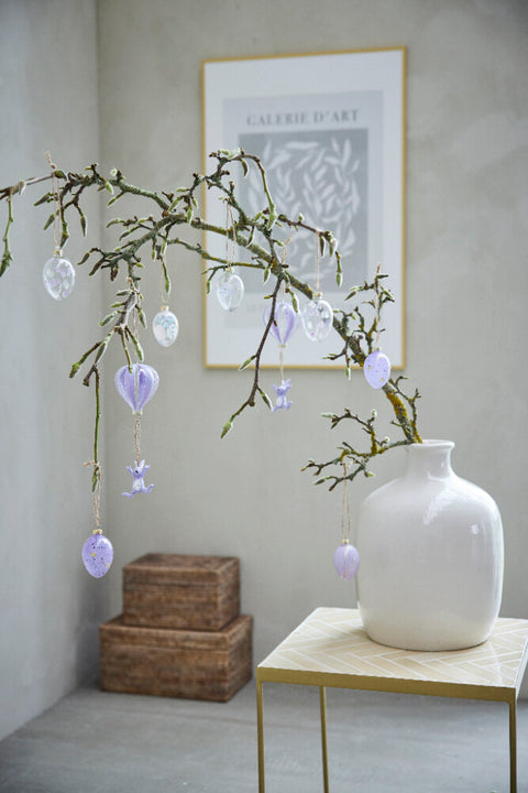 Fedora Glass Egg ornament H7 cm. lilac