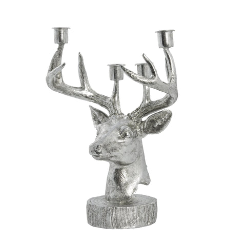 Serafina deer candleholder H31 cm. antique silver