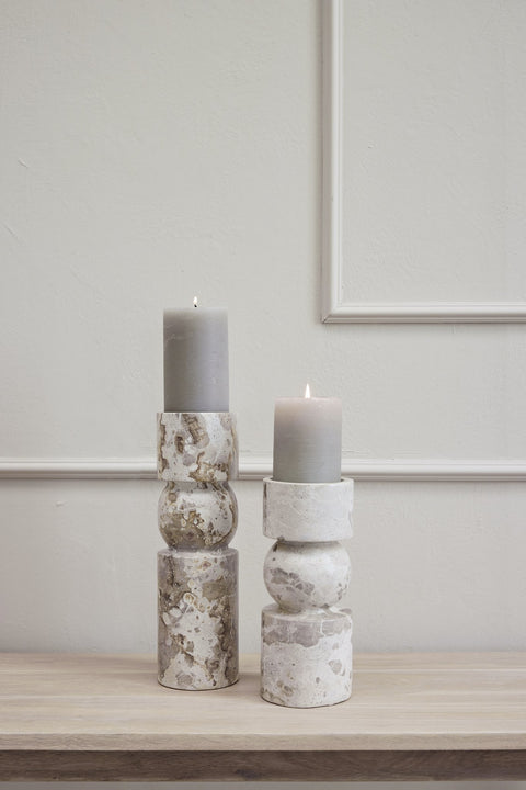 Ellia candlestick H30 cm. linen
