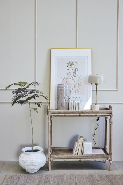 Hilde lantern linen ceramics H39 cm