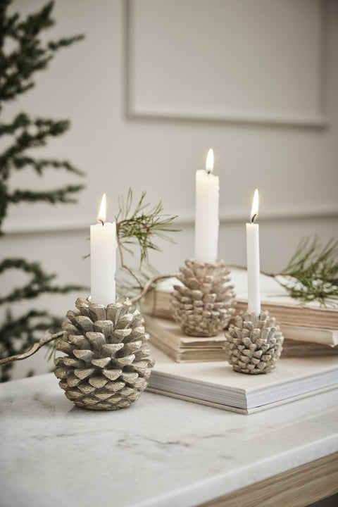 Serafina candlestick light gold, Polyresin D9.5 H10.2