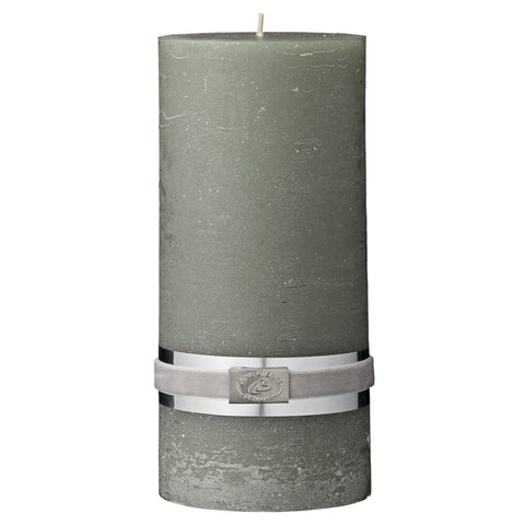 Rustic pillar candle giant  H20 cm. w. green