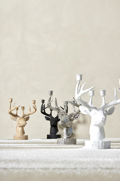 Serafina deer candleholder H31 cm. silver