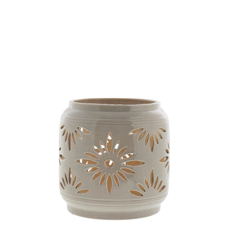 Hilde lantern linen ceramics H25 cm