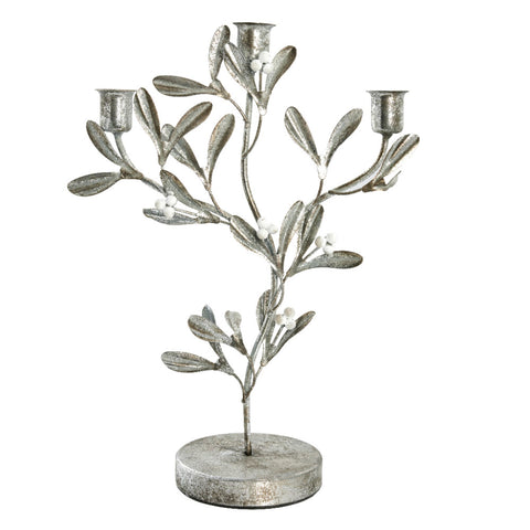 Missia mistletoe candle holder H34 cm. silver
