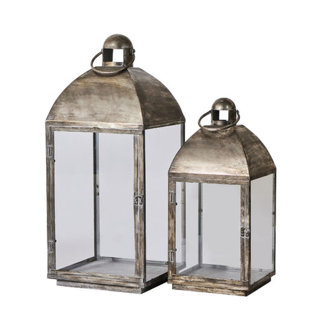 Misella  lantern set of 2 antique silver