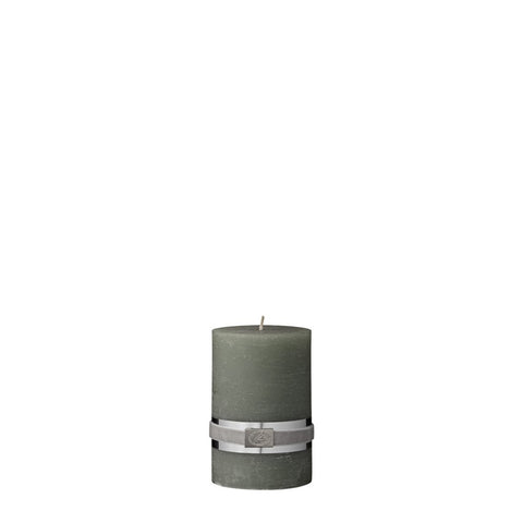 Rustic pillar candle small H6 cm. w. green