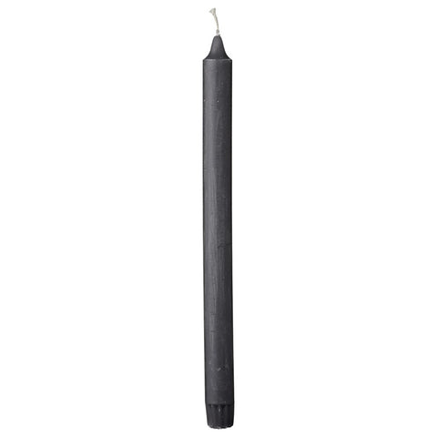 Rustic taper candle dark grey 28 cm.