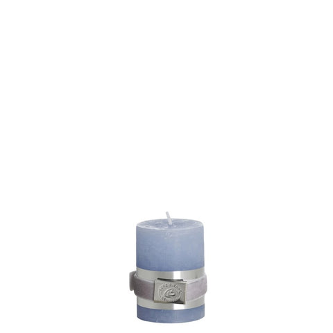Rustic pillar candle small H6 cm. light blue