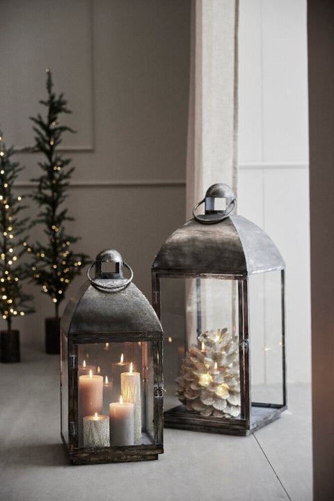 Misella  lantern set of 2 antique silver