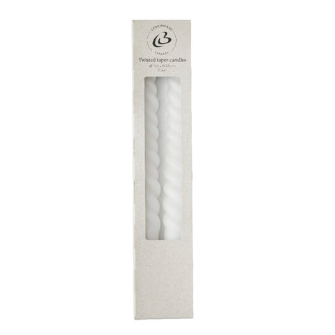 Twisted taper candle H25 cm. white