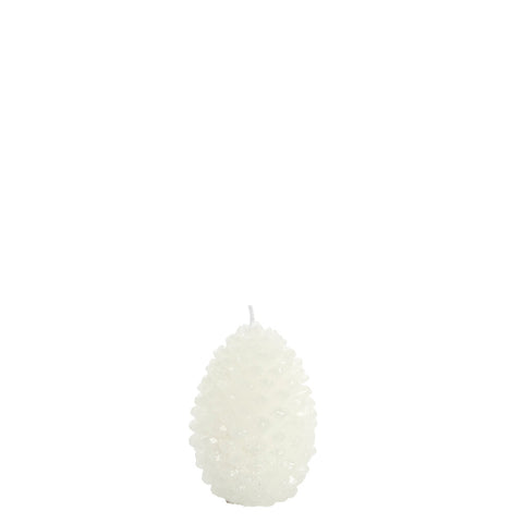 Trelia pine cone candle  H8.5 cm. white