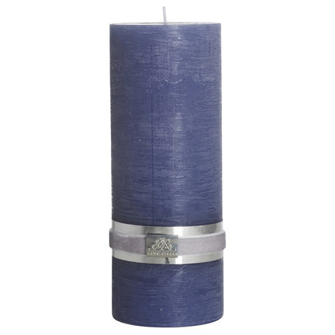 Rustic medium blue pillar candle 20 cm