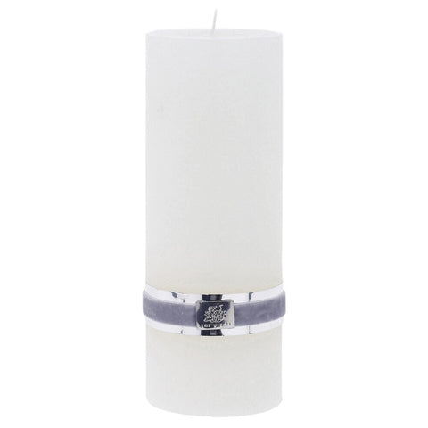 Rustic pillar candle large H20 cm. white