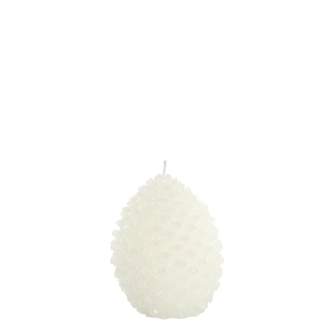 Trelia pine cone candle  H10.5 cm. white