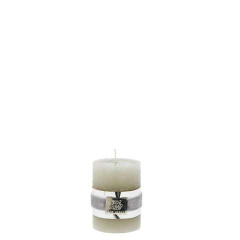 Rustic pillar candle small H6 cm. silver grey