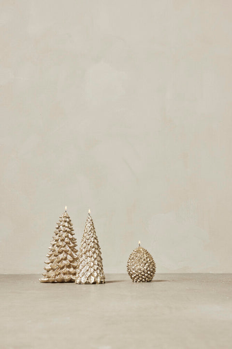 Trelia pine cone candle  H10.5 cm. light gold