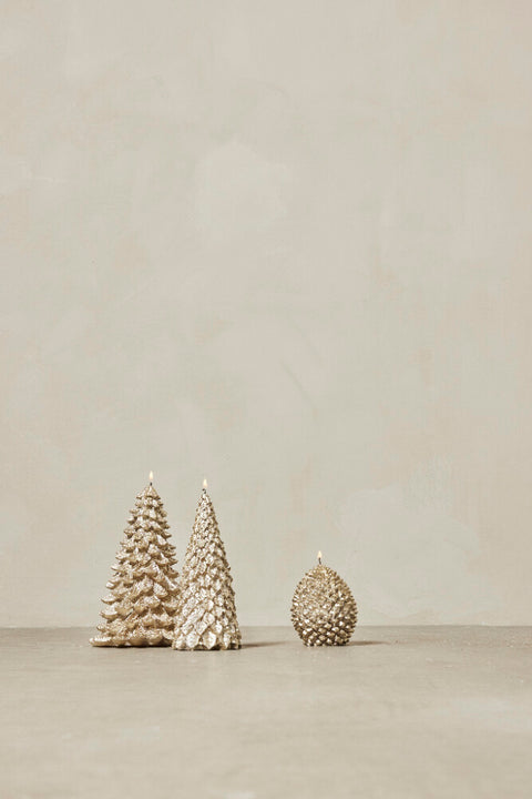 Trelia pine cone candle  H8.5 cm. light gold