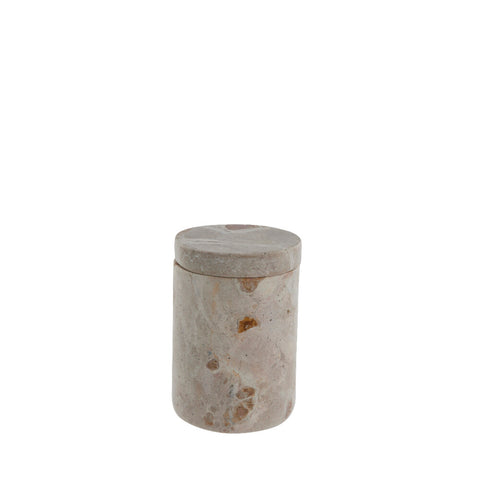 Ellia jar 9x6 cm. linen marble