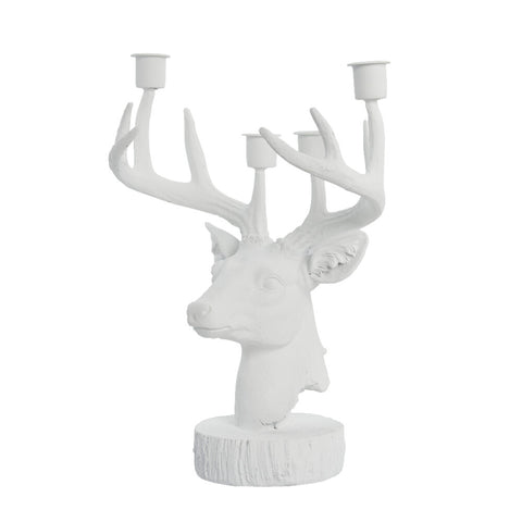 Serafina deer candleholder H31 cm. white