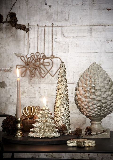 Nordic decoration candle light gold 14 cm.