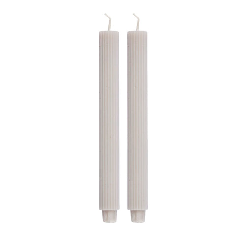 Ribbed taper candle H25 cm. linen