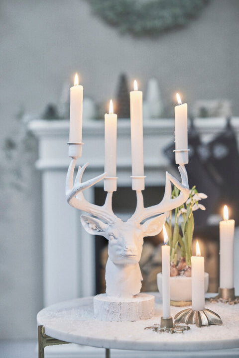 Serafina deer candleholder H31 cm. white