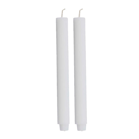 Ribbed taper candle H25 cm. white