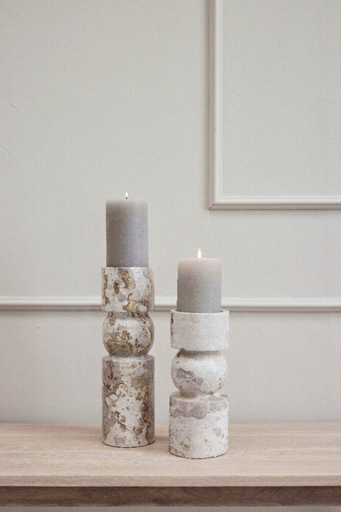 Rustic pillar candle large H20 cm. silver grey