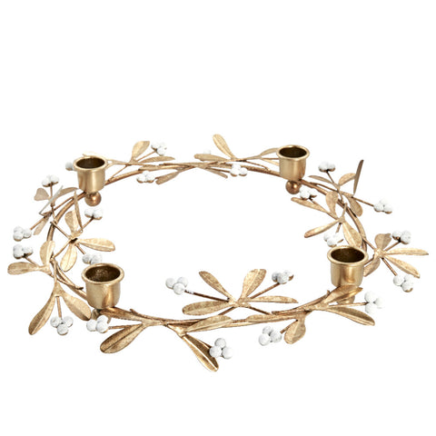 Missia mistletoe advent candle holder H4.5 cm. light gold