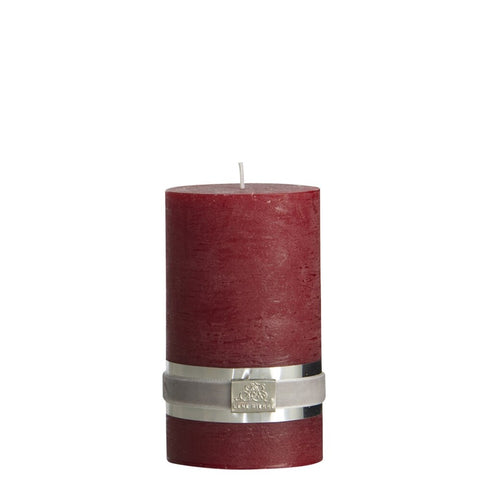 Rustic pillar candle H12.5 medium  cm. dark red