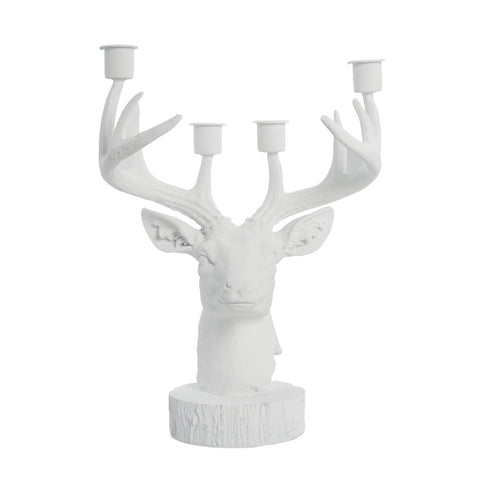 Serafina deer candleholder H31 cm. white