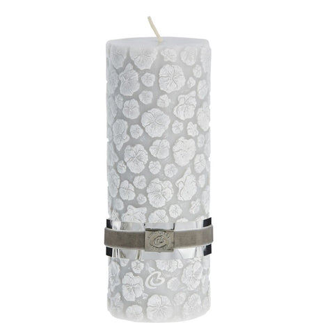 Pansie pillar candle H20 cm. light grey