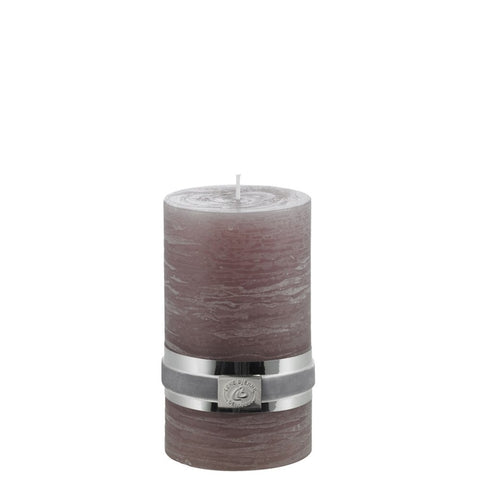 Rustic pillar candle H12.5 medium  cm. dusty aubergine